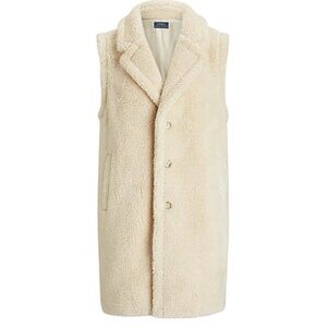 Polo Ralph Lauren High Pile Fleece Elongated Gilet in‎ Natural Size Medium